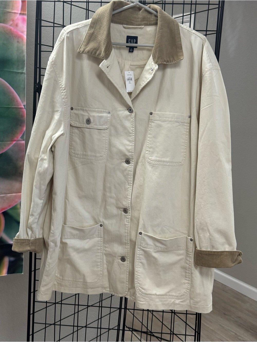 GAP Women's Cream Canvas barn jacket with Corduroy Collar MSRP $148